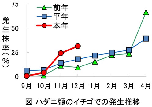 図：ハダニ類のイチゴでの発生推移