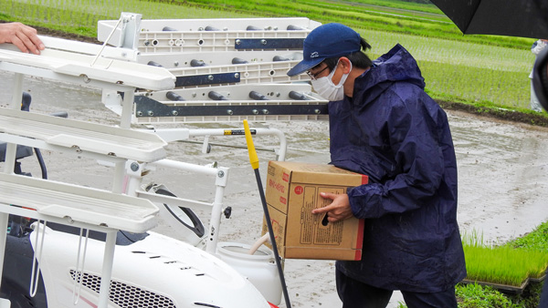 雨の日に作業できることもペースト肥料のメリットの1つ