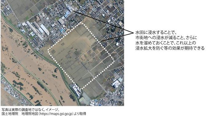 本研究における水田による災害被害緩和の考え方