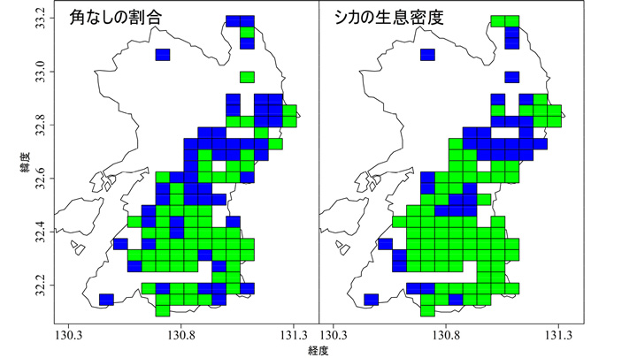 メスジカを捕らえる分布域を特定　駆除へ効率的な個体群管理に期待　森林総合研究所