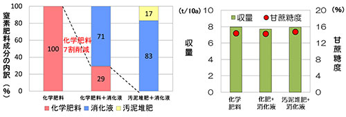 メタン発酵消化液や農業集落排水汚泥堆肥を利用したサトウキビの減化学肥料栽培