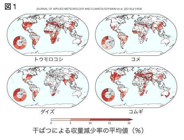 図1：干ばつによる穀物生産被害の地理的分布