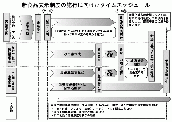 新食品表示制度の施行に向けたタイムスケジュール