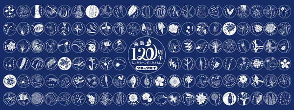 120種類の植物イラスト「葉葉日和（ようようびより）」の手ぬぐいデザイン