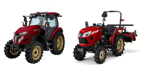 直進アシスト機能搭載トラクター 「YT4/5R シリーズ」（左）と、直進アシスト仕様を追加した「YT1 シリーズ」（右）