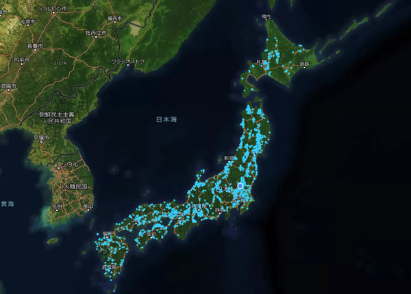 全国に設置されているファーモアンテナの状況