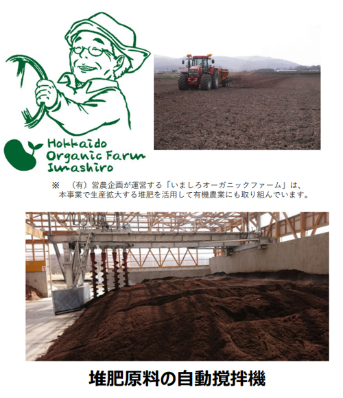 いましろオーガニックファームと堆肥原料の自動撹拌機