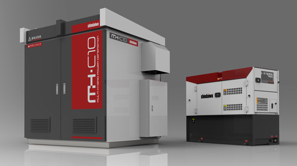 マルチハイブリッドキューブ MHC-10（左）と専用発電機