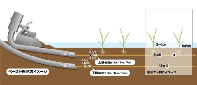 ペースト施肥田植機による施肥のイメージ