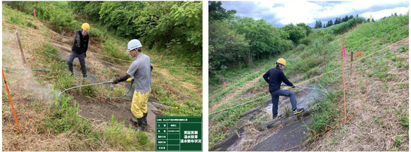 温水除草の様子（宮城県大崎市）