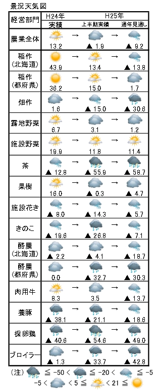 農業ＤＩの景況天気図