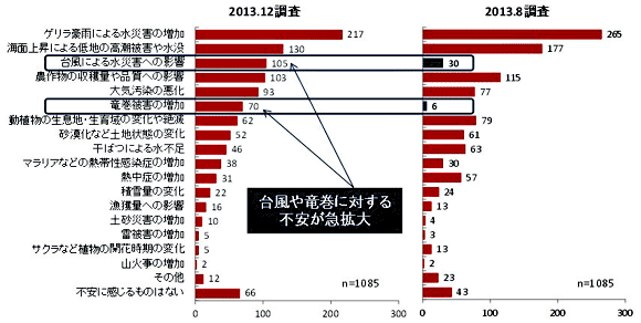 地球温暖化の影響に関するアンケート調査結果（2013年）