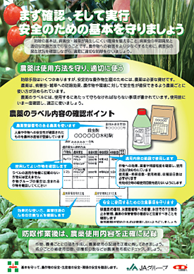 「農作物、農家、環境」の３つの安全で訴える全農のチラシ