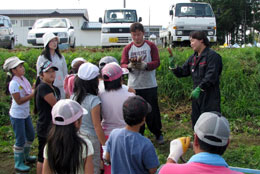 ＪＡびほろ青年部の地元の小学校での「食育」授業風景