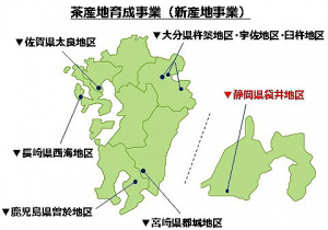 伊藤園の茶産地育成事業の実施地区