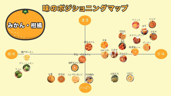 柑橘の味のポジショニングマップ