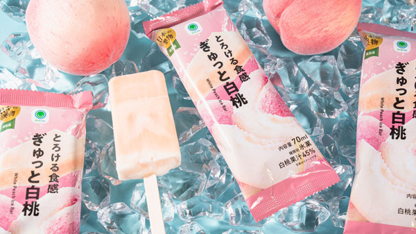 福島県産白桃使用のアイスバー「とろける食感 ぎゅっと白桃」6日新発売　ファミリーマート