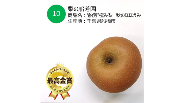 おいしい「梨」NO.1は千葉県船橋市「梨の船芳園」　日本ソムリエ協会.jpg