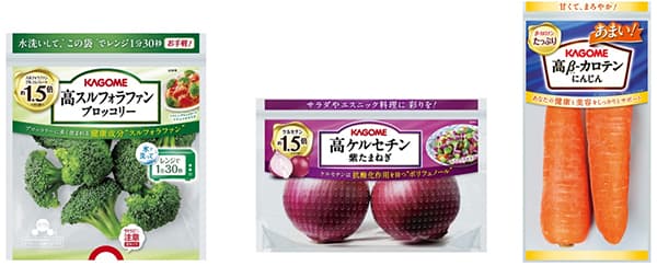 栄養訴求型の生鮮野菜「高スルフォラファンブロッコリー」「高ケルセチン紫たまねぎ」「高β-カロテンにんじん」